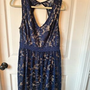Elegant Blue  Lace Dress